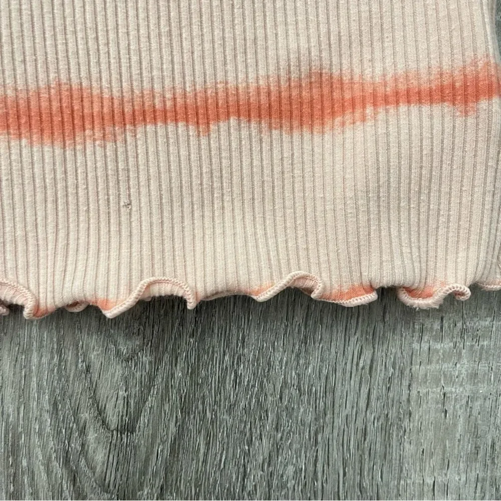 Old Navy Girl’s Orange Tie-Dye Striped Pullover Ribbed Short Sleeve Top Size 8
